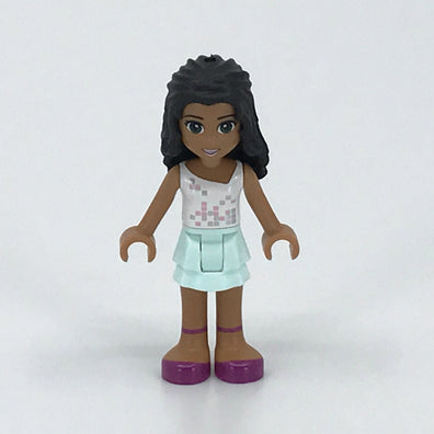 LEGO Minifigure-Chloe, Light Aqua Layered Skirt, White Top-Friends-FRND031-Creative Brick Builders